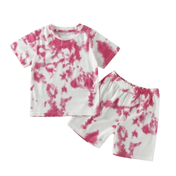 Dooleck Toddler Girl Tie Dye Outfit Shirt Tops Shorts Little Girl Clothes Set