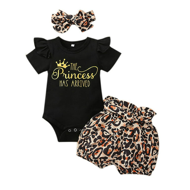 Dooleck the Princess Has Arrived Outfit Ruffle Bodysuit Leopard Shorts  Summer Clothes 