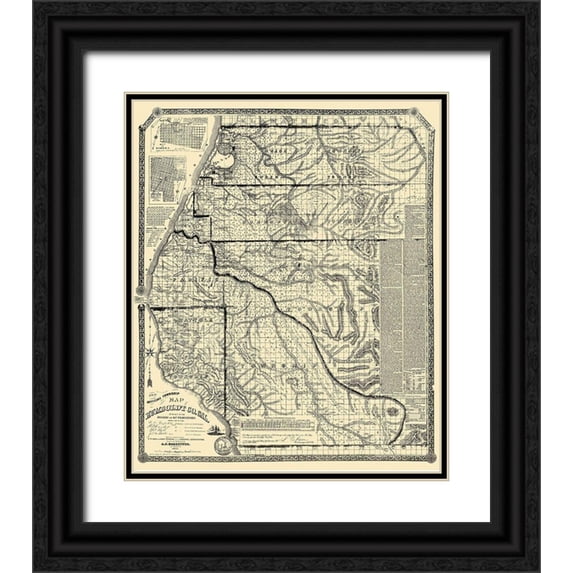 Doolittle 15x17 Black Ornate Wood Framed with Double Matting Museum Art Print Titled - Humboldt California Landowner - Doolittle 1865