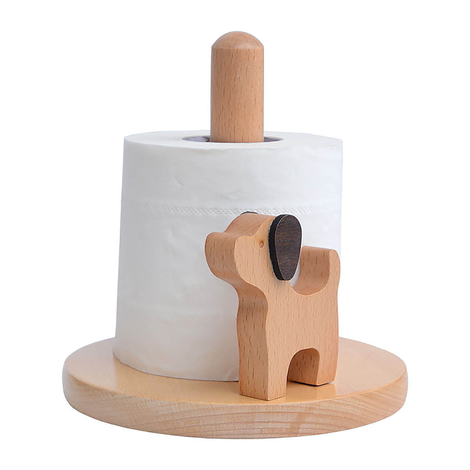 Smart Design Wood Paper Towel Holder - Fits Standard Size Paper Towel Rolls - Kitchen Countertop Stand, Bathroom Organizer RA