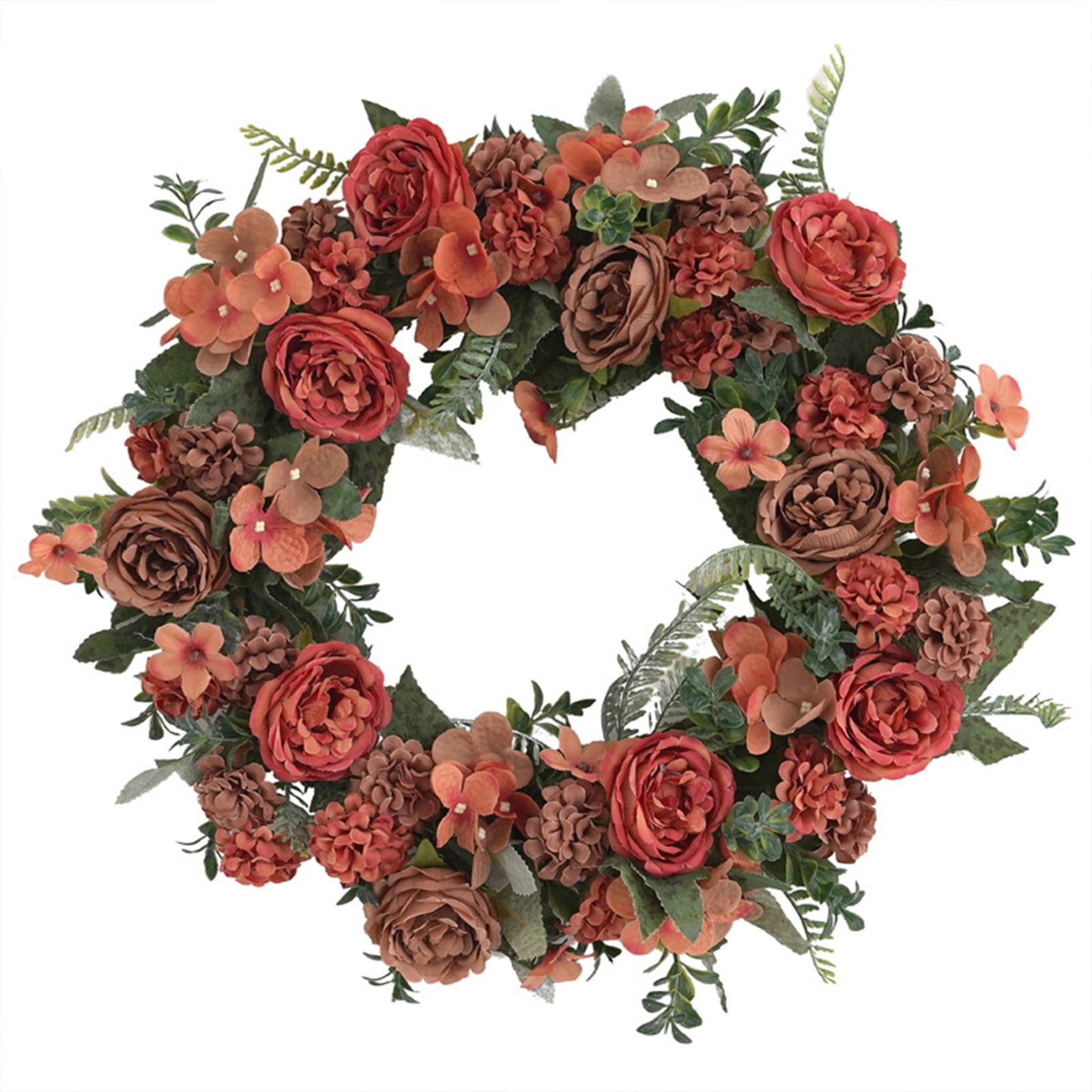 Doolland Peony Spring Wreath for Front Door 15.7inch Handmade Pink ...