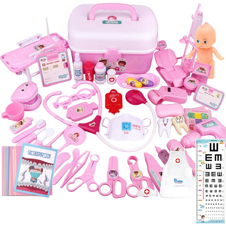 Dentist Kit for Kids, 15 pcs Kids Pretend Dentist Playset Toys, Dentist  Medical Role Play Educational Toy for Girls & Boys(Pink)