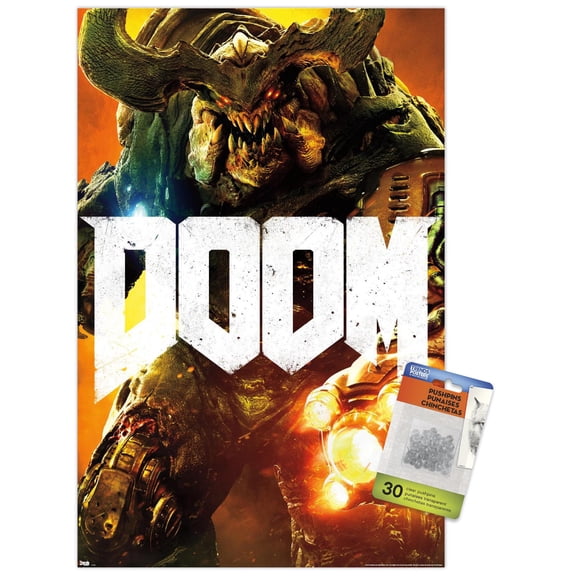 Doom - Cyber Demon Wall Poster with Push Pins, 14.725" x 22.375"
