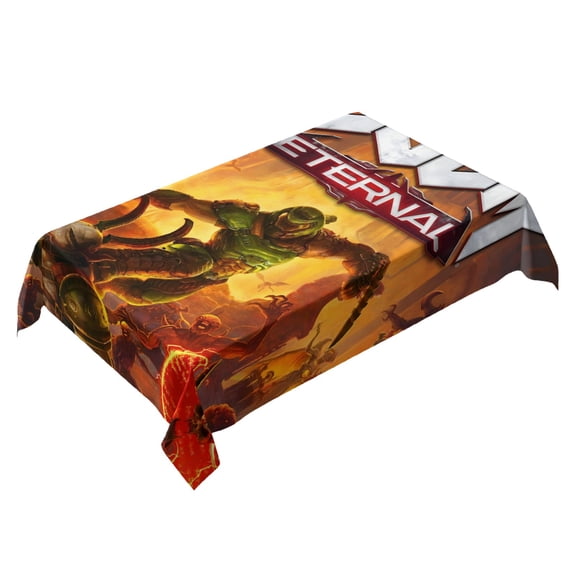Doom Eternal-theme square tablecloth has an iconic print, fits most tables, and is easy to care for perfect gifts for fans friends and family55" x 71"140*180cm