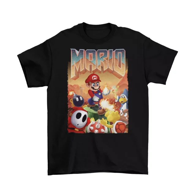 Doom Super Mario TShirt Unisex Cotton Adult Funny Video Game Guns New