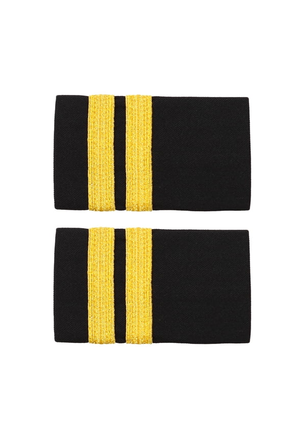 1 Pair Professional Pilot Uniform Epaulets Shoulder Boards Badge Epaulet Strap with Gold Stripes for Role Play Party Black&Gold B One Size