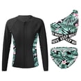 thumbnail image 1 of Doomiva 3 Pcs Printed Rash Guard Sets for Girls Upf 50+ Swim Cover Shirts One Shoulder Bikini Beach Tankini Bathing Suit Lily 6, 1 of 5