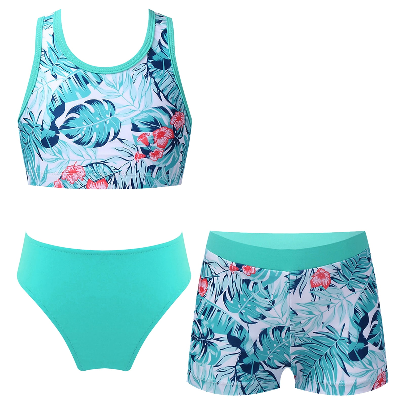 doomiva-3-pieces-tankini-for-kids-girls-floral-bikini-top-brief-with