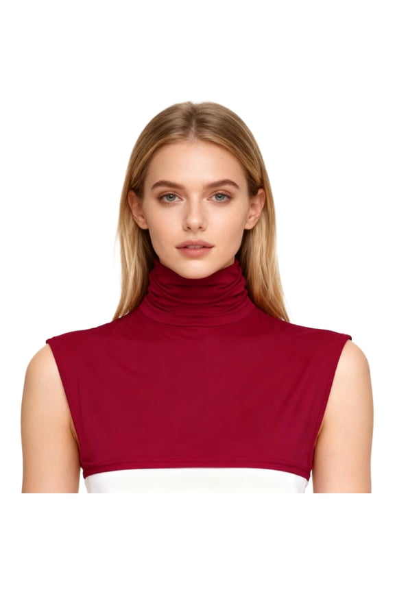 Adjustable Ruched Dickey Collar for Crewneck Transformation Faux Turtleneck Top That Adds Warmth Without Bulk Burgundy One Size