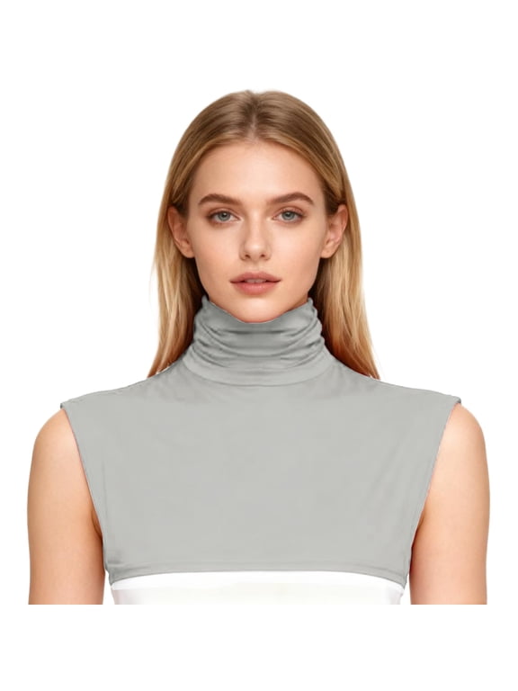 Adjustable Ruched Dickey Collar for Crewneck Transformation Faux Turtleneck Top That Adds Warmth Without Bulk Gray One Size