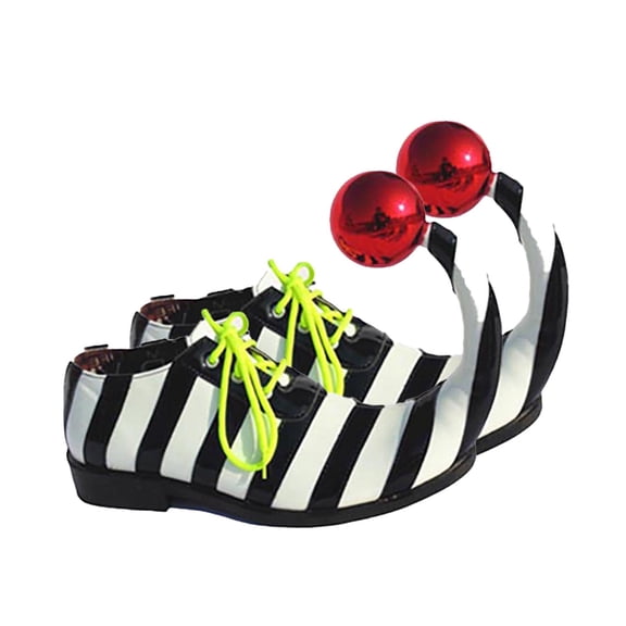 Doomiva Adult Clown Shoes Funny PU Leather Circuss Shoes Clown Accessories Carnival Black White 40/250