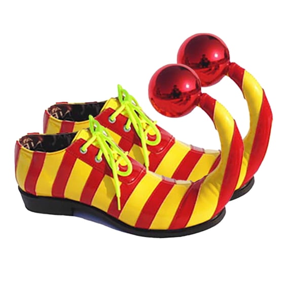 Doomiva Adult Clown Shoes Funny PU Leather Circuss Shoes Clown Accessories Carnival Red Yellow 43/265