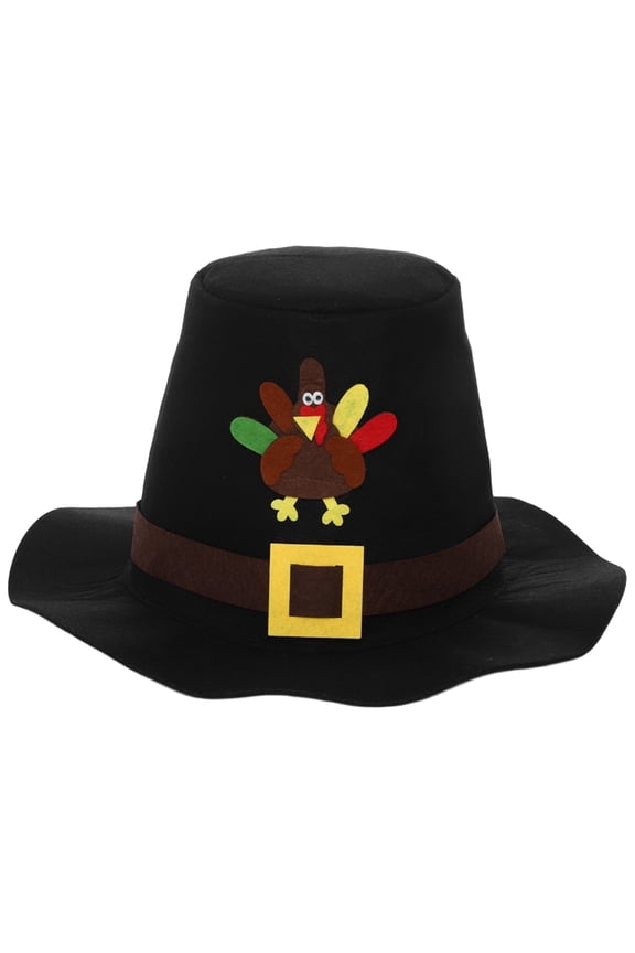 Adult Pilgrim Man Hat Circuss Felt Top Hats Accessories for Themed Party Fire-colored One Size