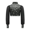 thumbnail image 1 of Doomiva Ballet Dance Crop Top for Girls Sparkly Gymnastics Shirt Cutout Back Lyrical Dance Tops Black 16, 1 of 7