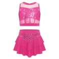 thumbnail image 1 of Doomiva Big Girls 2 Piece Dance Outfits Crop Top with Skirt Jazz Latin Ballroom Performance Dancewear Hot Pink 10, 1 of 7