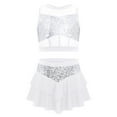 thumbnail image 1 of Doomiva Big Girls 2 Piece Dance Outfits Crop Top with Skirt Jazz Latin Ballroom Performance Dancewear White 10, 1 of 7