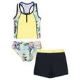 thumbnail image 1 of Doomiva Big Girls 3 Pieces Tankini Sets Racer Back Tank Top Brief with Shorts Athletic Swimsuit Yellow Lemon 10, 1 of 5