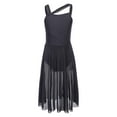thumbnail image 1 of Doomiva Kids Girls Lyrical Ballet Dance Dress Mesh Color Block Leotard Dress Modern Contemporary Dancewear Black 8, 1 of 7