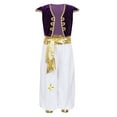 thumbnail image 1 of Doomiva Boys Arabian Prince Outfit Street Rat Suit Cap Sleeve Vest Waistcoat with Pants Set Purple 8, 1 of 7