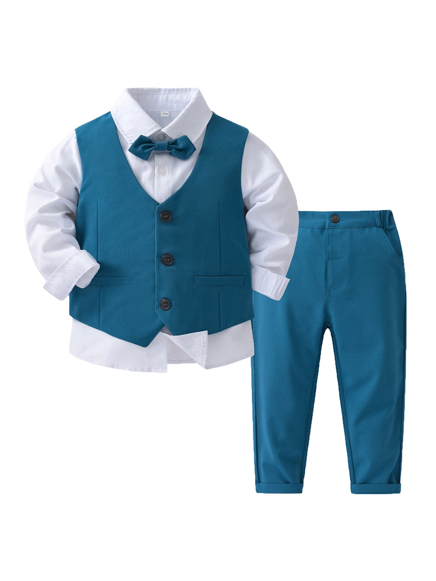 Boys Summer Wedding Suit Set - 5 Piece Dress Outfit With Ring Holder - View #6