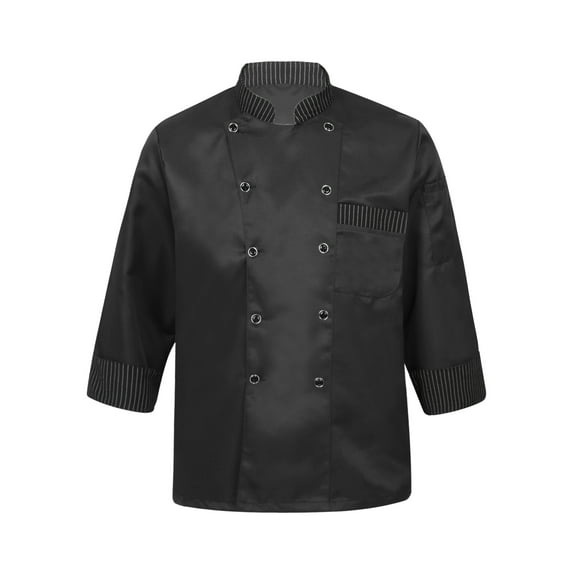 Doomiva Chef Jacket Chef Coat Men Women Short/Long Sleeve Kitchen Cooking Hotel Uniform 02#Black Long Sleeve XXL