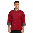 thumbnail image 1 of Doomiva Chef's Unisex Work Uniform Long Sleeves Restaurant Kitchen Cooking Chef Jacket Coat 02#Red 4XL, 1 of 7