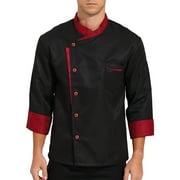 Doomiva Chef's Unisex Work Uniform Long Sleeves Restaurant Kitchen Cooking Chef Jacket Coat Black XL