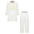 thumbnail image 1 of Doomiva Child Boys Arabic Kaftan Sets Short Sleeve Tunic Thobe with Pants Middle East Clothes White 150, 1 of 7