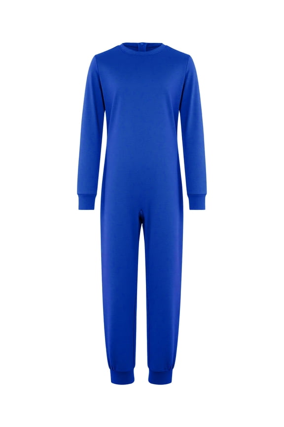 Children's Special Needs Adaptive Clothing One Piece Anti-strip Romper Long Sleeve Zip Back Overall Jumpsuit Royal Blue 10