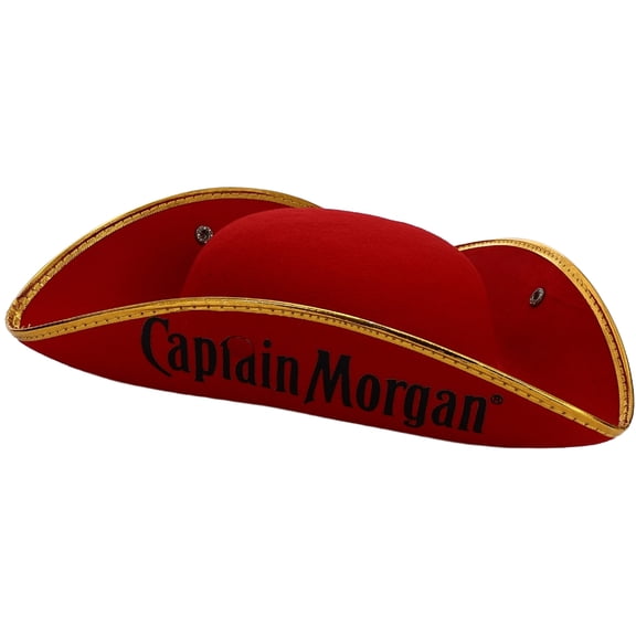 Doomiva Colonial Pirate Hat Distressed Captain Tricorn Flanging Brim Hat for Pirate Party Red 2 One Size
