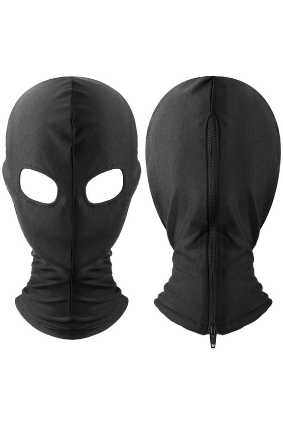 Elastic Cloth Full Cover Mask with Zipper 3 Hole Hood Mask Role Playing Head Mask Face Mask with Open Eyes Clubwear Type B One Size