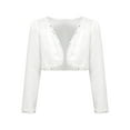 thumbnail interactive-video image 1 of Kids White Long Sleeve Bolero Shrug Jacket For Girls - Wedding Flower Girl 1 of 2