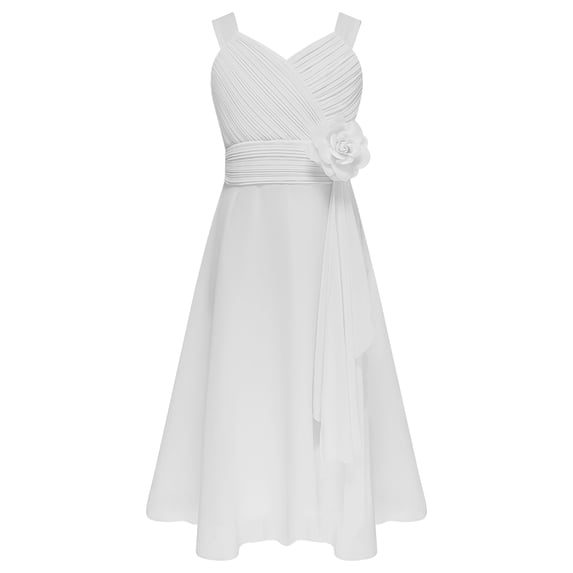 Doomiva Flower Girls Ruched Dress A Line Wedding Prom Dresses Princess Birthday Party Ball Gown Ivory 8