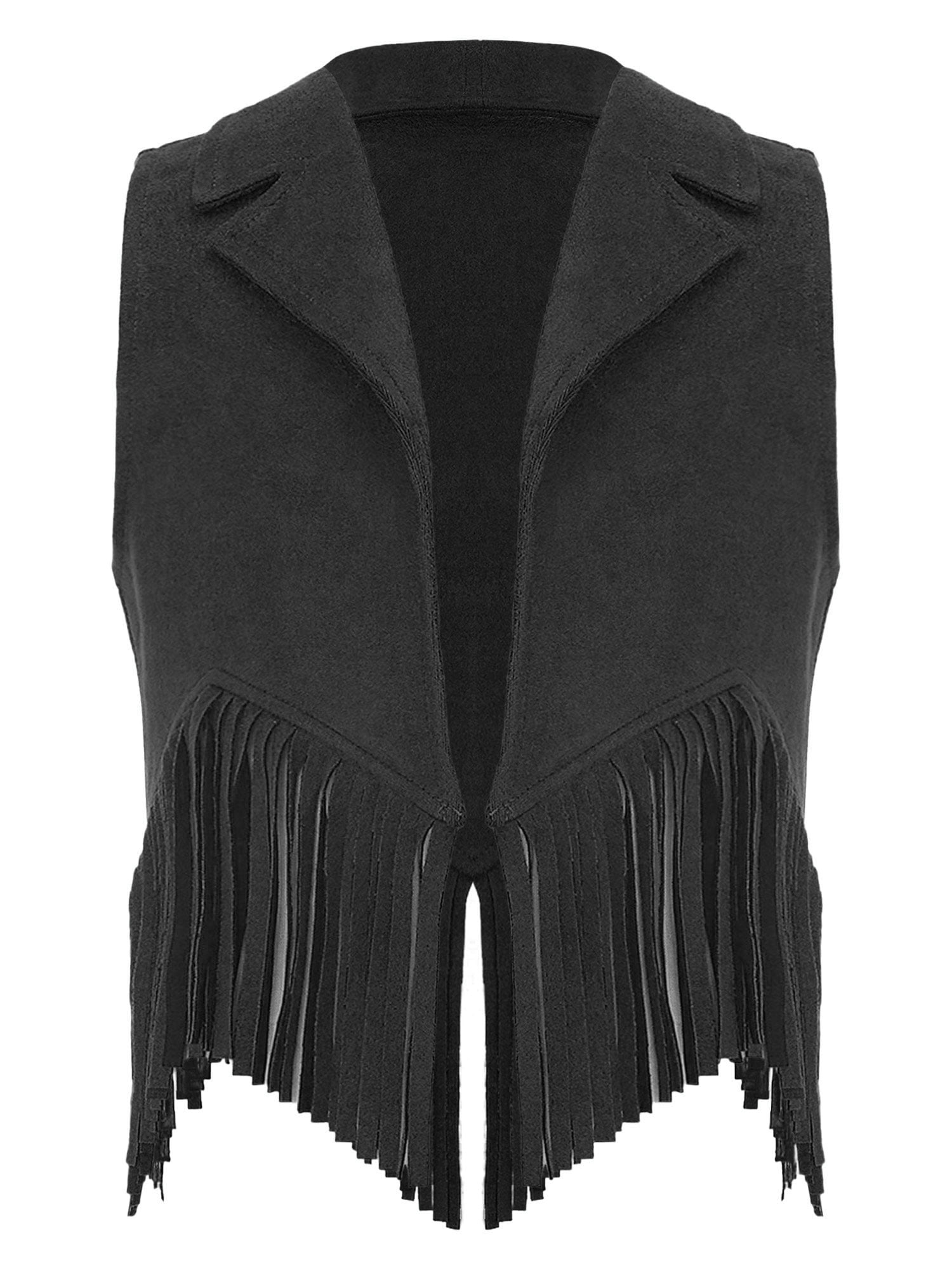 Doomiva Girl Fringe Vest 70s Hippie Costume Sleeveless Cowgirl Western ...