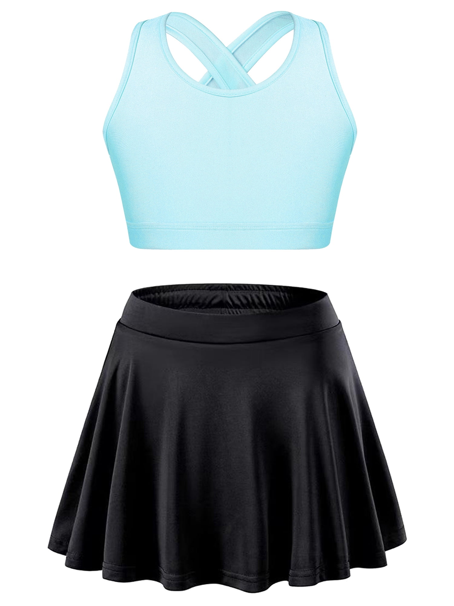 ★23AW★ノルディ★Women's Color Block Crop Track Skirt Set★ Doomiva Girls 2 Piece Tennis Golf Sports Outfit Athletic