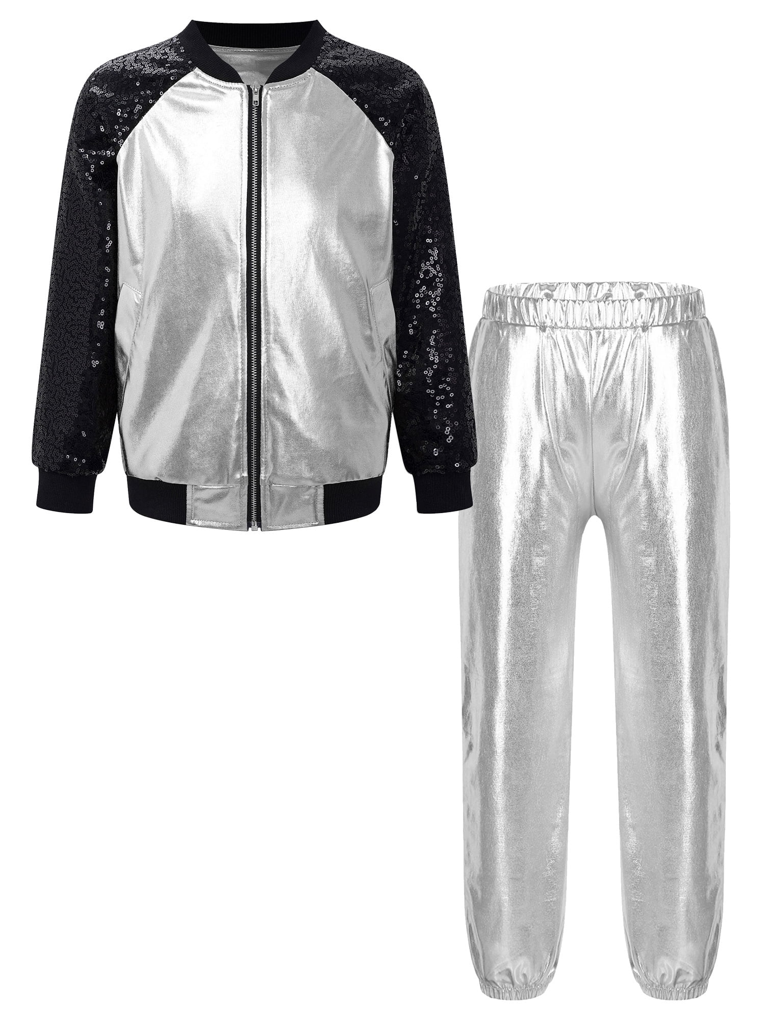 Doomiva Girls Boy's Hip-hop Jazz Dance Performance Outfit Shiny