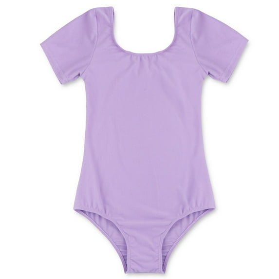 Doomiva Girls' Classic Short Sleeve Ballet Leotard Dance Team Basic Ballet Dance Leotard for Toddler Purple 8