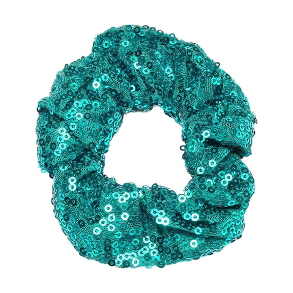 Doomiva Girls Kids Sparkle Sequins Hairband Ruffled Scrunchie Elastic Ponytail Holder Fashion Lake Green One Size