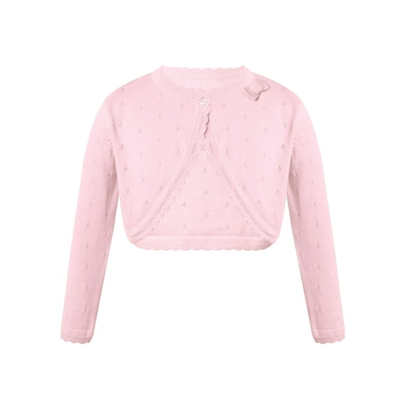 Doomiva Girl's Long Sleeve Sweater Shrug Button Front Cardigan Knitted Dress Cover Up Tops Bolero Jacket Pink 12