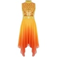 thumbnail image 1 of Doomiva Girls Lyrical Praise Dance Dress Sparky Sequin Sleeveless Asymmetrical Liturgical Worship Tunic Overlay Gold 6, 1 of 7