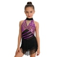 thumbnail image 1 of Doomiva Girls Sparkly Latin Dance Dress Sequin Sleeveless Fringe Tassel Color Block Cha Cha Jazz Dance Dress for Performance Purple 16, 1 of 7