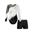 thumbnail image 1 of Doomiva Girls Sparkly Rhinestone Long Sleeve Gymnastics Dance Leotard Bodysuit with Shorts Set A White 10, 1 of 7