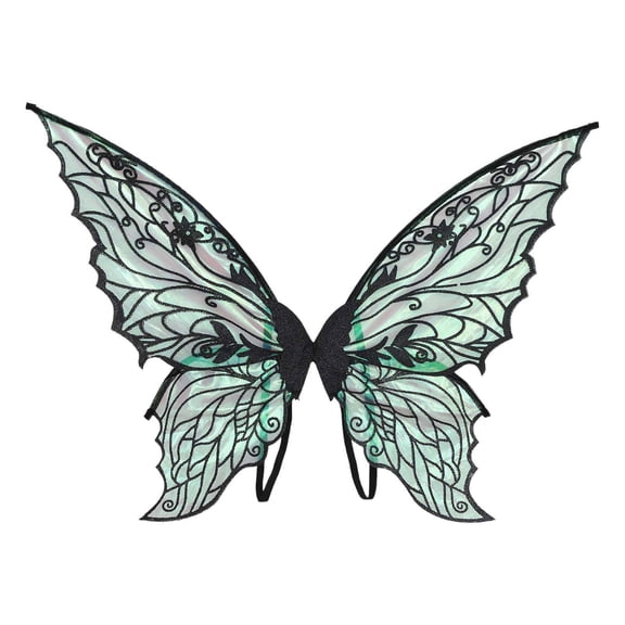 Doomiva Glitter Butterfly Angel Wings Gradient Effect Flower Fairy Sheer Shiny Wings for Christmas Black One Size