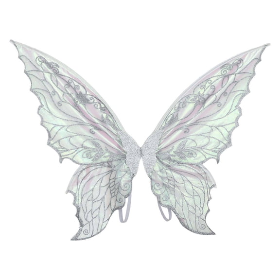 Doomiva Glitter Butterfly Angel Wings Gradient Effect Flower Fairy Sheer Shiny Wings for Christmas Silver One Size