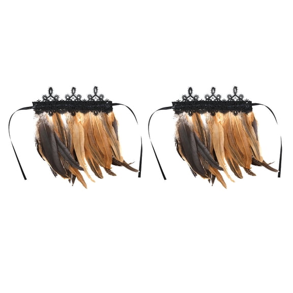 Doomiva Gothic Feather Wrist Cuffs Ankle Cuffs Bracelet Armlet Armband Halloween Raven-Witch Priestess Costume Accessory Brown A One Size