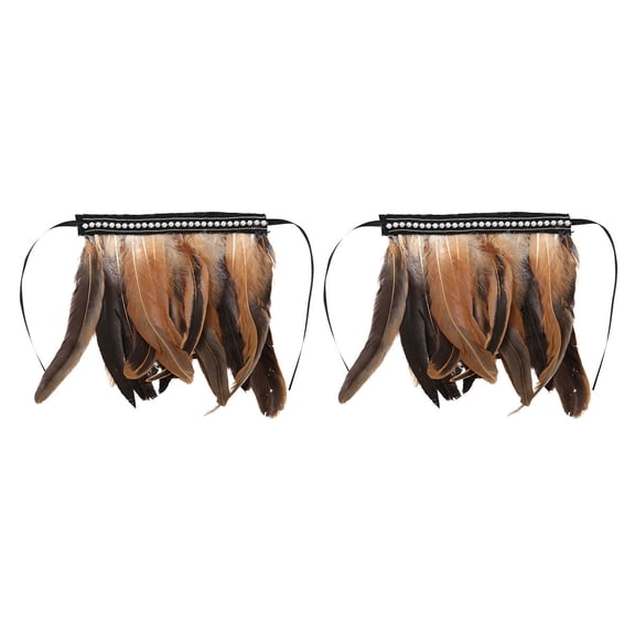 Doomiva Gothic Feather Wrist Cuffs Ankle Cuffs Bracelet Armlet Armband Halloween Raven-Witch Priestess Costume Accessory Brown B One Size