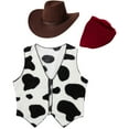 thumbnail image 1 of Doomiva Haloween Cowboy Outfit for Kids Cowboy Hat Vest and Bandanna for Carnival Party Cow&Red 14, 1 of 6