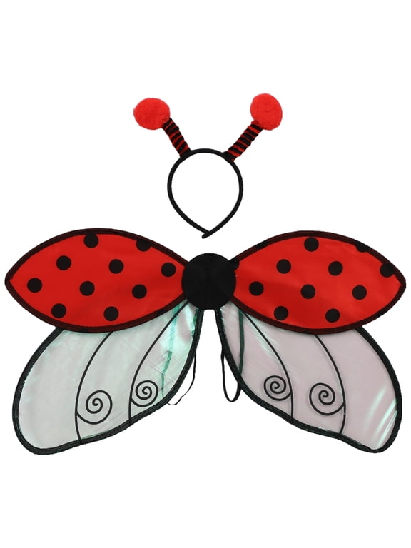 Insect Wings Antenna Headband - Butterfly Bumblebee for Party Dress Up Red One Size