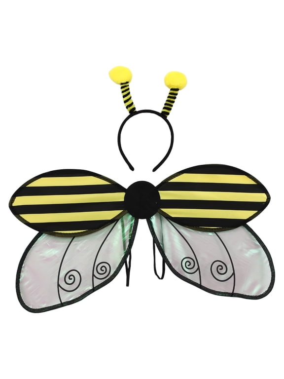 Insect Wings Antenna Headband - Butterfly Bumblebee for Party Dress Up Yellow One Size
