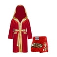 thumbnail image 1 of Doomiva Kids Boys Boxing Uinforms Boxing Match Costume Boxer Fancy Dress Up Hooded Belt Cloak and Shorts Set Burgundy 10, 1 of 4